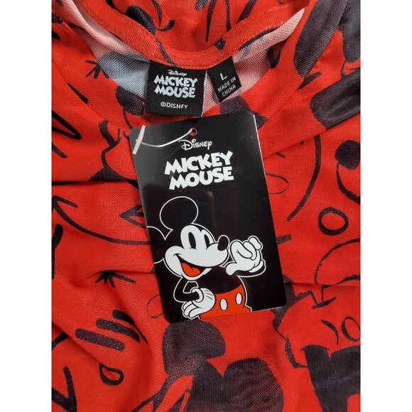 Disney Mickey Mouse Kids Red Graphic Long Sleeve Cropped Top Large Stretch New - Picture 3 of 6